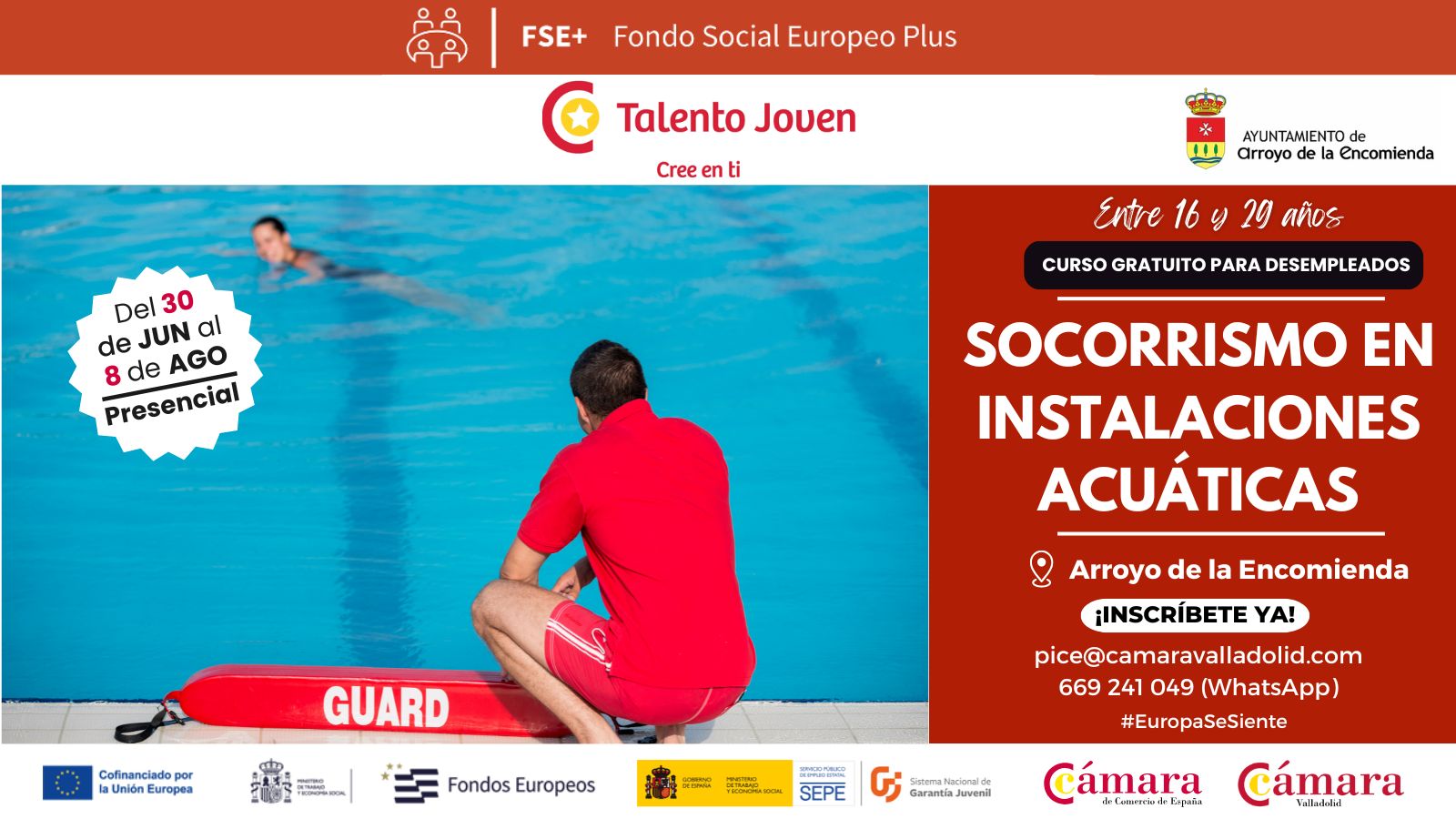 Curso gratuito de socorrismo en instalaciones acuáticas