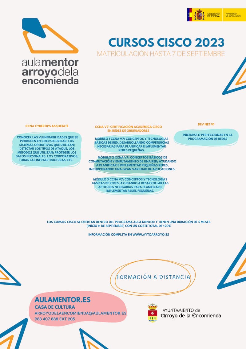 Cartel cursos recomendados mes de agosto 2023