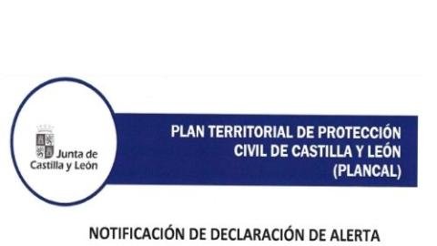 Notificación de declaración de alerta - Plan Territorial de Protección Civil de Castilla y León 