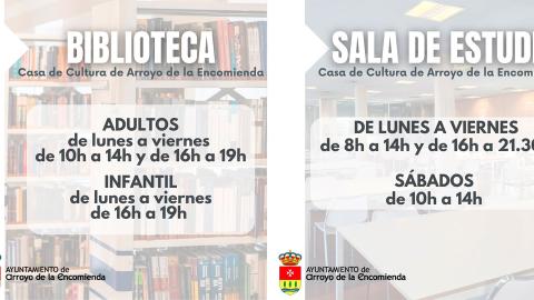 Horario sala de estudios y Biblioteca
