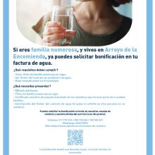 Bonificación en la factura de agua para familia numerosa.