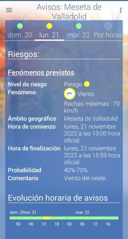 Riesgo amarillo por viento.