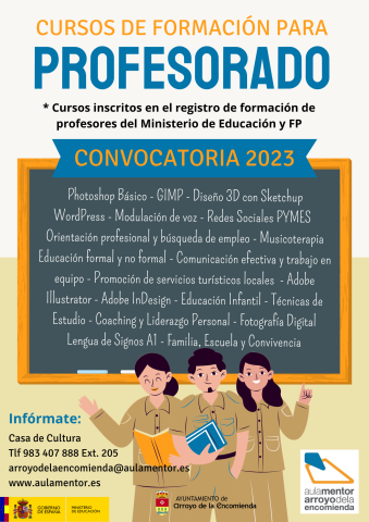 Convocatoria formación permanente profesorado Aula Mentor 2023